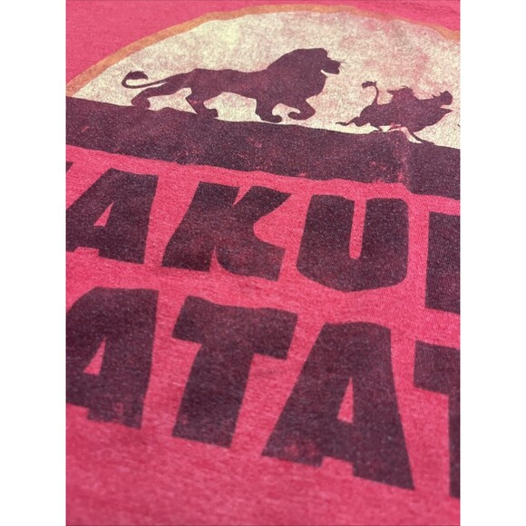 DISNEY Womens Top Medium Lion King Hakuna Matata Tee Shirt Red Graphic Timon - Picture 2 of 6